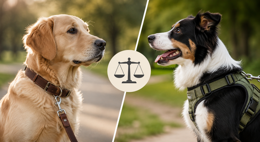banniere chien avec harnais pour chien vs chien avec collier