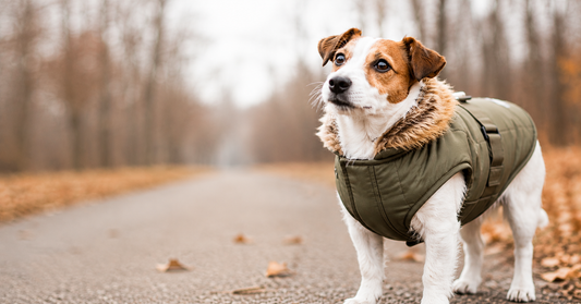 jack russell portant manteau pour chien kaki hiver