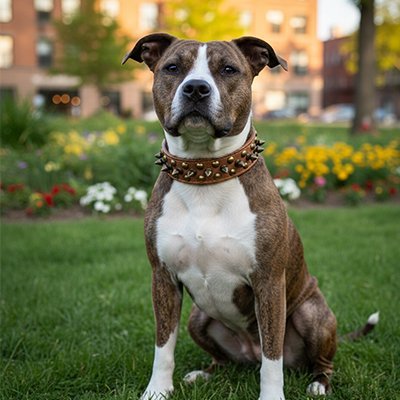 chien assis jardin fleuri collier chien marron