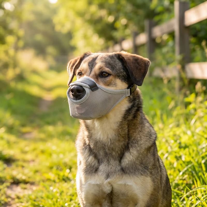 chien porte muselière chien grise maille respirante extérieur