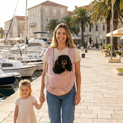 femme fille promenade port chien dans sac a dos chien