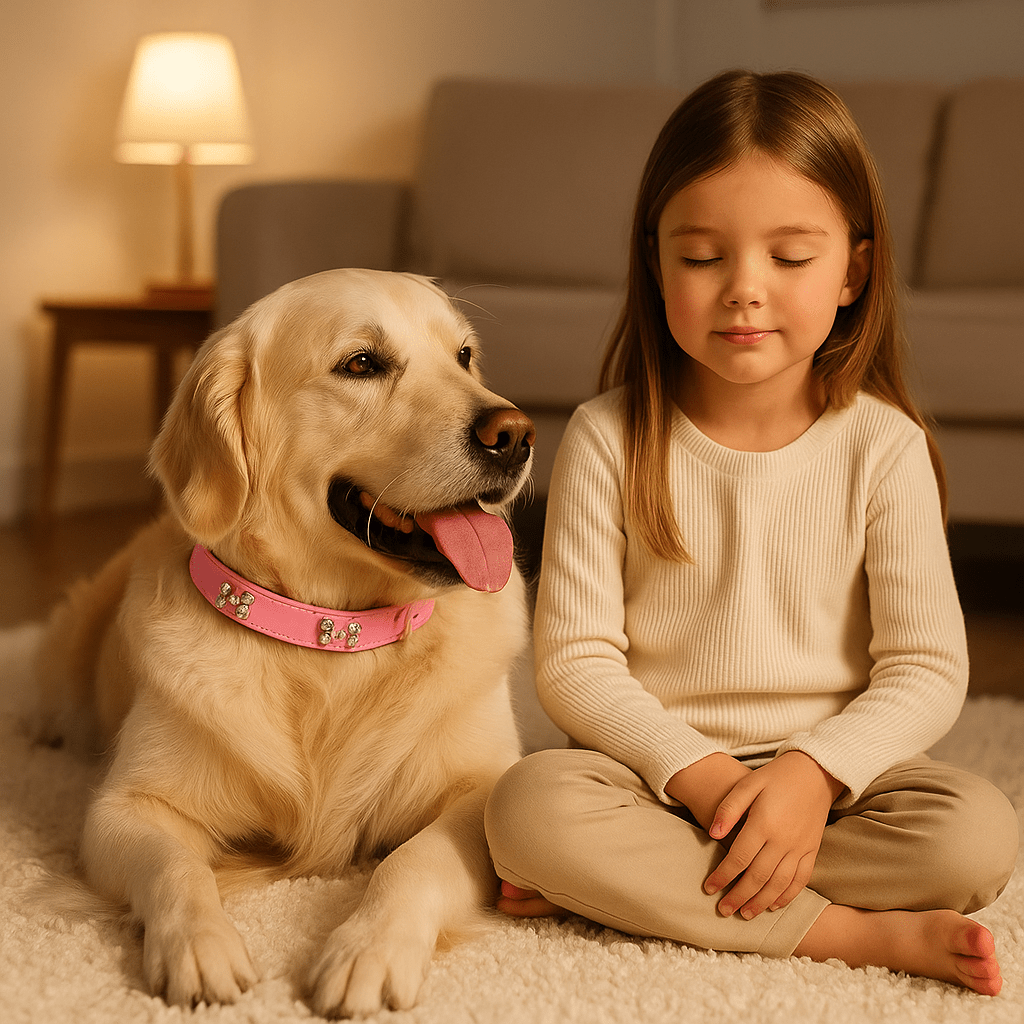 golden allonge tapis petite fille collier pour chien rose