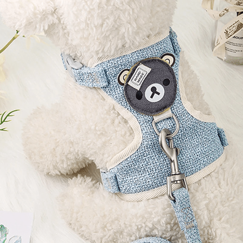 harnais petit chien bleu