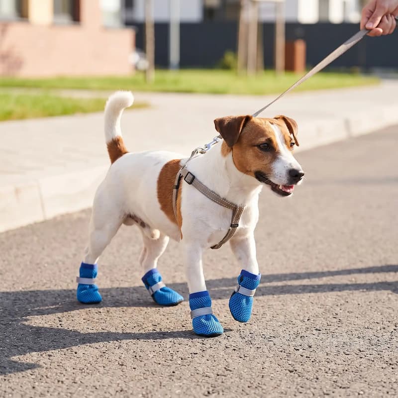 jack russell marchant bitume chaussures pour chien bleu réfléchissantes