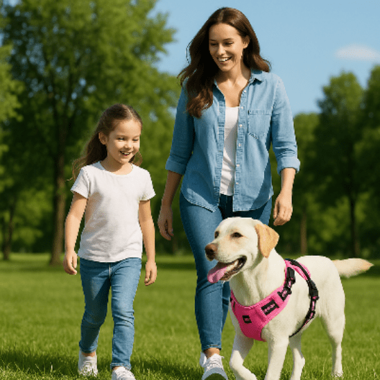 labrador promenade parc harnais anti traction pour chien rose