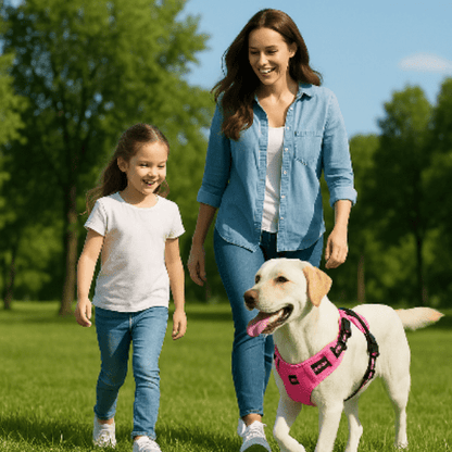 labrador promenade parc harnais anti traction pour chien rose