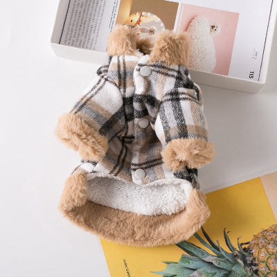 manteau pour chien marron a carreaux