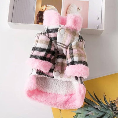 partie avant manteau pour chien rose fermeture avec boutons