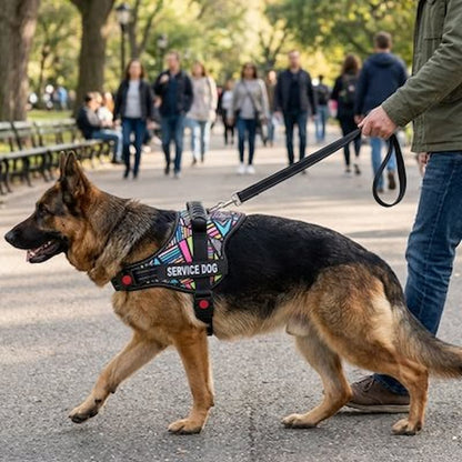 promenade berger allemand avec harnais chien mosaïque