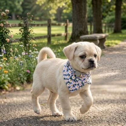 promenade chiot parc portant bandana pour chien fleuri violet