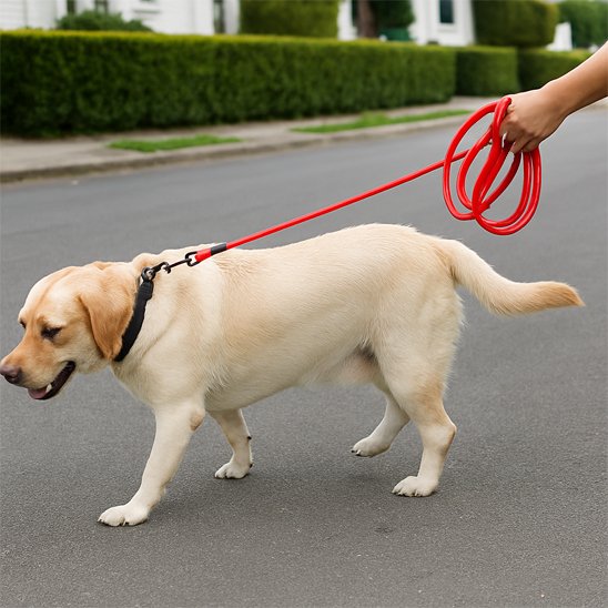 Promenade labrador longe pour chien rouge lotissement