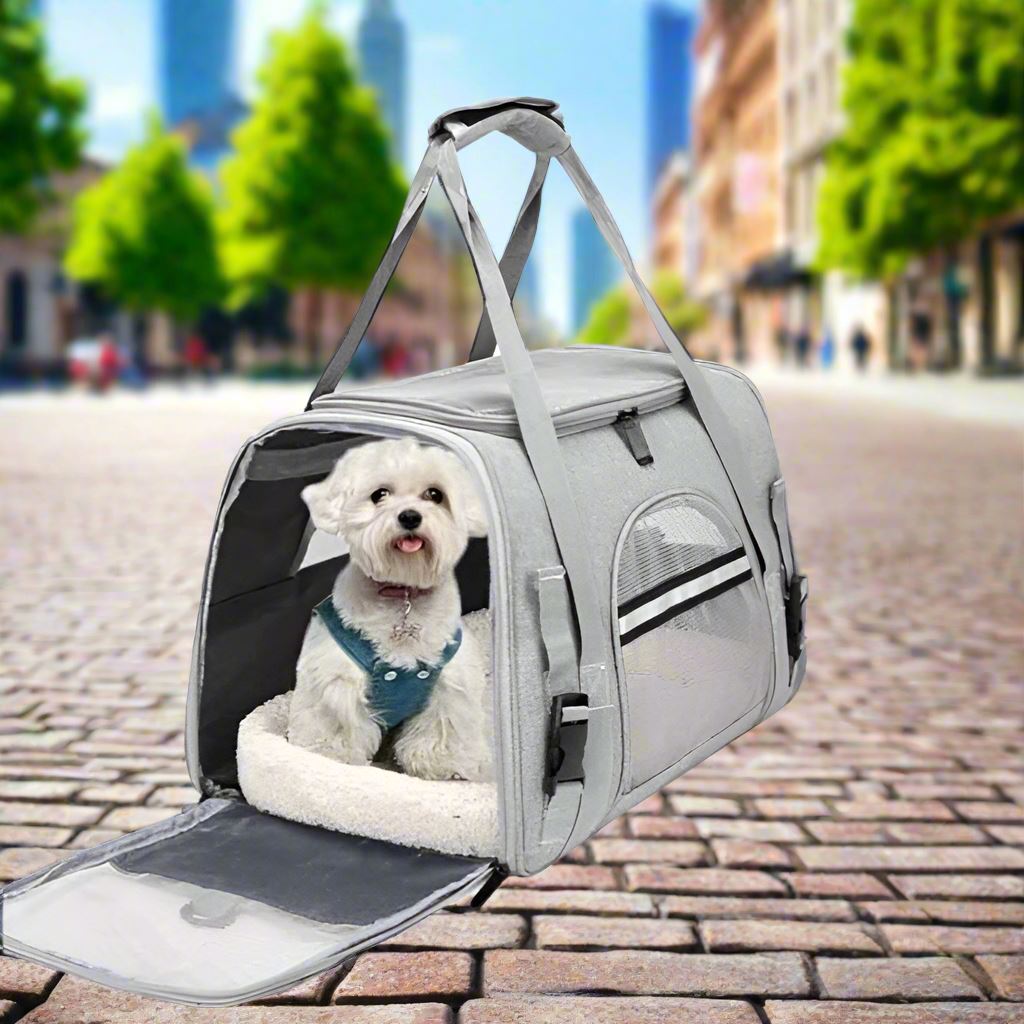 Sac de Transport pour Chien - DogCarrierBag™ - Gris - Elégance Toutou