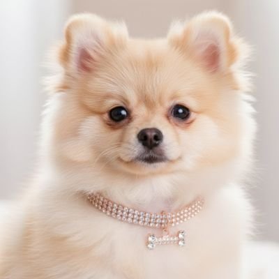 spitz avec collier chiot or rose