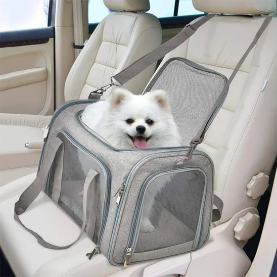 spitz sac de transport pour chien sur siège voiture