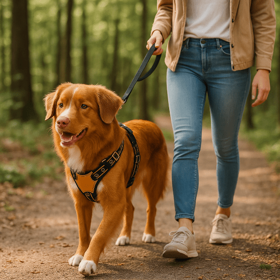 toller promenade foret femme harnais chien anti traction noir