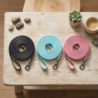 trois longe chien noir turquoise rose sur table