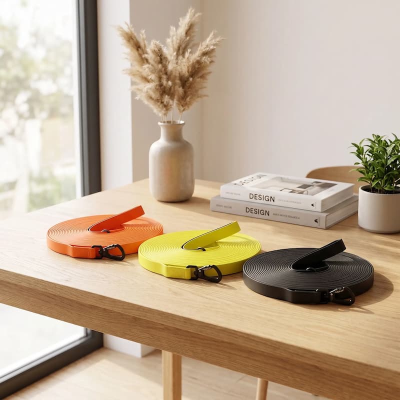 trois longe chien orange jaune noir table interieure