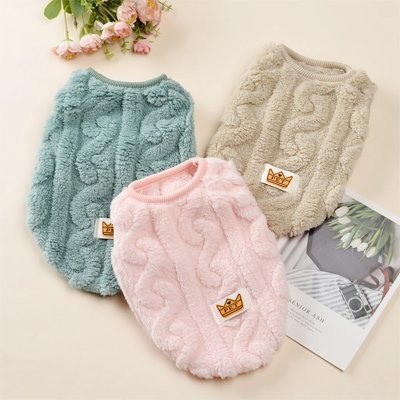 trois pull chien vert sauge rose et beige